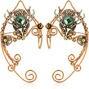 Elf Ear Cuffs for Women, Elven Fairy Earrings Handmade Metal Elf Cuffs Clip Earrings for Fantasy Renaissance Fairy Halloween Costume, Cosplay, Wedding - Yolmina, Brass, No Gemstone