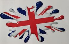 1st-Class-Designs Union Jack Splat 6 x 3.5 Inches Approx Decal/Sticker Full Colour Just Peel And Stick, White Red Blue