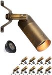 MALORY Brass Landscape Spot Down Light, Low Voltage Led Downlights Tree Light Outdoor Landscape Lighting for Yard, Garden, Lawn, Wall, Patio with 5W MR16 LED Bulb 2700K Warm White（10 Pack）