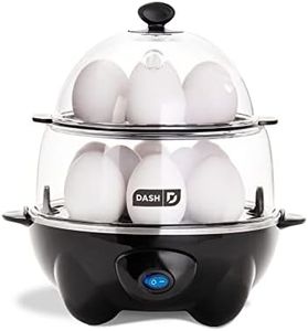 DASH Deluxe Rapid Egg Cooker for Hard Boiled, Poached, Scrambled Eggs, Omelets, Steamed Vegetables, Dumplings & More, 12 capacity, with Auto Shut Off Feature - Black