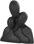 Deco 79 Polystone People Decorative Sculpture Nesting Family 3 Head Home Decor Statue, Accent Figurine 9" x 4" x 11", Black