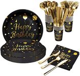 175PCS Black and Gold Party Supplie