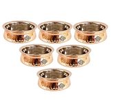 INDIAN ART VILLA Steel Copper Serving Handi Bowl, Serveware & Tableware, Home Restaurant, Volume-750 ML, Pack of 6