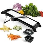 Adjustable Mandoline Vegetable Slicer by Harcas. for Slicing Food, Fruit, Vegetables, Onions and Potatoes. Mandolin Slicer Julienne Cutter (Black)