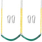 TURFEE 2 Pack Green Swing Seats Heavy Duty with 66" Chain, Swing Set Accessories Replacement with Snap Hooks for Kids Outdoor Play Playground, Trees, Swing Set, Playground(Green)