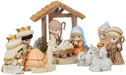 Precious Moments 181034 O Come Let Us Adore Him Nativity Figurine with Creche (Set of 11)