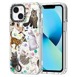 MOSNOVO Compatible with iPhone 13 Case, Cute Space Cat Print for Girl Women Men [ Buffertech Impact ] Transparent TPU Bumper Clear Phone Case Cover Designed for iPhone 13 6.1 Inch