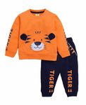 Baba & Baby Long Sleeves Round Neck T-Shirt and Pant Set for Baby Boys (18-24M, 13016-Orange)