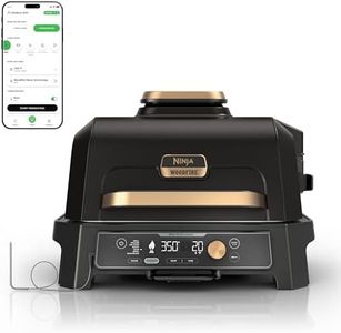 Ninja Woodfire Pro Connect XL Outdoor Grill & Smoker | Bluetooth, App Enabled | 7-in-1 Grill, BBQ Smoker, Outdoor Air Fryer | Woodfire Technology | Built-In Thermometer | Black & Gold | OG951BK1