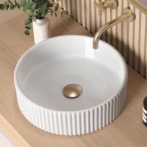 KES Bathroom Vessel Sink, 15.8 Inch White Vessel Sink for Bathroom, Bowl Sink, Above Counter Sink, RV Bathroom Sink, Round Ceramic Countertop Modern Sink for Cabinet Lavatory Vanity Porcelain, BVSC129