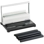 FOSHISY Comb Binding Machine, 21-Hole, 450 Sheet Capacity, Paper Punch Comb Binder Machine Starter Kit with 50 PCS 12mm Binding Combs for A4, A5 or Smaller Sizes