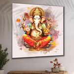 SAF paintings Wooden Framed Lord Ganesha Canvas Wall Painting for Home Décor And Office||For Bedroom,Living Room Home wall and Office Interior 24X24Inch and Office CR-263