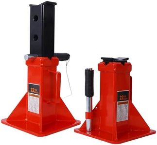 BouPower Pin Type Jack Stand, Heavy Duty Jack Stands with Lock, 22 Ton (44,000 Lb) Capacity, 1 Pair (2 Pack) Red As Shown