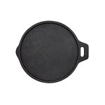 Bhagya Cast Iron Cookware, Preseasoned Cast Iron Tawa for Dosa/Roti/Chappati on Gas and Induction | Naturally Non-Sticky Cookware, Double Seasoned with 100% Gingelly Oil - (12", Flat Tawa)