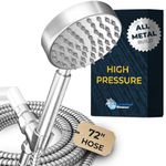 HammerHead Showers® ALL METAL Handheld Shower Head with Hose and Brass Holder - BRUSHED NICKEL - 2.5 GPM High Pressure Shower Heads with Adjustable Shower Wand Bracket - 6ft Flexible Extension