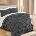 Andency Dark Gray Comforter Set Oversized Queen(98x98Inch), 3 Pieces Comforter for Girls Kids, Soft Microfiber Pinch Pleat Comforter Set, All Season Lightweight Bedding Set