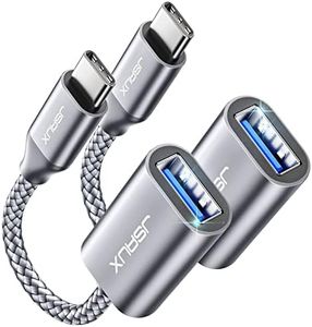 JSAUX USB C to USB Adapter [2 Pack], USB Type C Male to USB 3.0 Female OTG Cable Thunderbolt3 to USB Adapter Compatible with MacBook Pro/Air 2019 2018 2017, Galaxy S23 S23+ Ultra Note 10 S9 S8-Silver