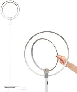 Brightech Eclipse Dimmable LED Floor Lamp, Modern Torchiere Floor Lamp for Living Rooms & Offices – Super Bright Tall Lamp with Dimmable Options for Reading, Standing Lamp Living Room Décor - Silver