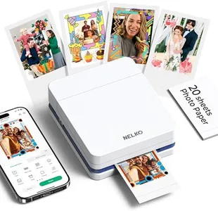 Nelko Photo Printer, PP01 Color Portable Mini Photo Printer, Instant Smartphone Inkjet Sticker Printer, Sticky-Back Photos, for iOS & Android, Picture Printer for Christmas, Fun Editing App, White