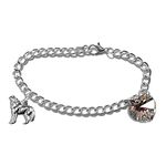 ZOET Twilight Breaking Dawn Bracelet | Bella's Wolf & Heart Bracelet Prop Replica Jewelry Handmade (Silver, Stainless Steel)