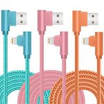 iPhone Charger, 3 Pack 10FT 90 Degree Charging Cable MFi Certified USB Lightning Cable Nylon Braided Fast Charging Cord Compatible for iPhone 14/13/12/11/X/Max/8/7/6/6S/5/5S/SE/Plus/iPad (10FT)