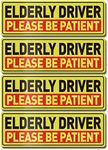 YIKIADA Elderly Driver Car Magnet 12 x 4 Inches Reflective Please Be Patient Magnetic Sticker Warning Safety Sign for Seniors 4 Pack