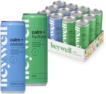 heywell Calm Adaptogenic Sparkling Water Variety, Lime & Blackberry Ginger, 12Pk