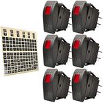 eFuncar Rocker Switch 12V 24V ON/Off, Red Rocker Toggle Switch for UTV Boat Auto, Car Marine Rocker Light Switch SPST Self-Latching 4 Pins - 6 Pack, 1 Pack DIY Stickers