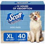 Scott Pet Guard Dog Pads - Dog Training Pee Pads for Puppies, Medium & Large Dogs - Up to 12 Hour Absorbent Odor Control - Easily Disposable Dog Pee Pads - Size XL - 30" x 36" - 40 Pack