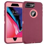 for iPhone 7 Plus Case/iPhone 8 Plus Case, [Shockproof] [Dropproof] [Dust-Proof] Phone Case with Screen Protector, Heavy Duty Case for iPhone 7 Plus and iPhone 8 Plus, 5.5" (PurplePink)