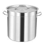 MOOTACO Stainless Steel Stock Pot, Induction Stockpot, Tri-Ply Composite Bottom Stewing Soup Pot Cater Commercial Boiling Cooking Pan with Lid (17L)