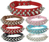 Spiked Dog Collar Small Rivet Spike Studded Puppy Girl Female Boy Little Pet Kitten Adjustable Collars for Cats Cute Soft Pu Leather Spiky Stud Collar New Black S