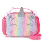 Hairao Unicorn Lunch Box for Girls with Adjustable Shoulder Straps Rainbow Lunch Bag Waterproof Thermal Insulated Cooler Bag for Girls Kids Toddlers Teens School Gift