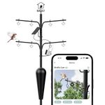 Birdfy Pole Station-Bird Feeders Hanging Station with Smart Bird Camera, Auto-Record & Notify Bird Visits, Patented Squirrel Proof Baffle, Heavy Duty Pole Bird Feeders Stand,Smart Bird Feeding Station