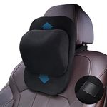 ZATOOTO Adjustable Car Headrest Pillow, Soft Car Neck Pillows for Driving Seat, Memory Foam Car Seat Head Support with Breathable Removable Cover (Black)