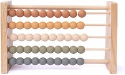 Brooklyn Neutral Boho Abacus - STEM Toy- Boho Nursery Decor and Playroom Decor- Math Toddler Toy with Beads- Montessori Toys - Aesthetic Modern Educational Wooden Toys