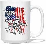 US Flag Papa Hand Punch White Teacu