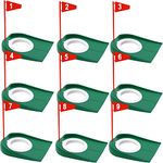 Golf Putting Cup and Flag Putt Training Hole All-Direction Surface Regulation Practice Cups for Men Women Kids Indoor Outdoor Home Office Backyard Golfing (9 Pcs Green Cup with Red Flag)