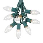 C9 Clear Christmas Lights Set - Indoor/Outdoor Christmas Light String - Christmas Tree Lights - Hanging Christmas Lights - Roofline Light String - Outdoor Patio String Lights - Green Wire - 25 Foot