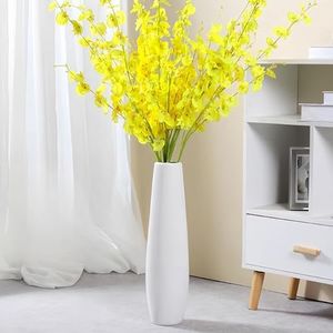 Ceramic Floor Vase, GDSZJLJ 17.7" Tall White Large Decorative Vases for Modern Home Decor, Living Room, Minimalist Style Big Flower Vase for Pampas Grass, Flowers, Twigs, Office, Bedroom Décor
