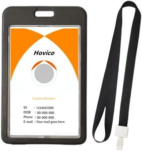 Hovico ID Badge Holder with Lanyard, Vertical Double Sided Transparent ID Card Holder School Card Holder Waterproof Name Badge Holder (Black)