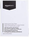 AmazonBasics Multipurpose Copy Printer Paper - White, 8.5 x 11 Inches, 1 Ream (500 Sheets)