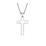 Cross Pendant Chain Necklace for Men Women, Stainless Steel Simple Religious Christian Necklaces Jewelry Gift 22-24 Inches Steel Color Small