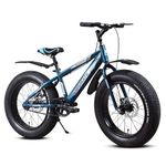 Kidsmate Supernova 20T Fat Tire Cycle for Kids (7–10 Years) | Dual Disc Brake Bicycle with Rigid Fork | 20 x 4.0 Wide Tyres, Strong Steel Frame Bike for Kids - Stelios Blue