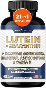 Lutein and Zeaxanthin Supplements - Eye Health Vitamins - Astaxanthin, Omega 3, Resveratrol, Bilberry, Lycopene, Quercetin, Ginkgo Biloba, Vitamin D - Advanced Eye Support & Health Vision Formula