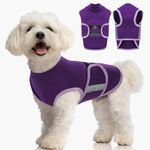 IECOii Dog Anxiety Vest,Comfy Pet Calming Jacket,Adjustable Relief Coat for Dog Anti-Anxiety Jacket for Thunderstorm,Firework, Separation,Travel,Vet Visit,Pet Calming Shirt,Keep Doggy Calm,Purple,XS
