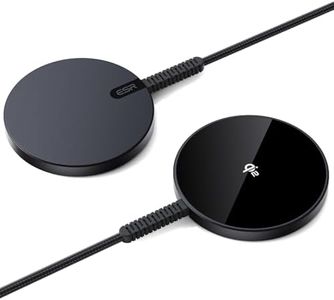 ESR HaloLock Qi2 Wireless Charger (Pad), 15W Magsafe Charger iPhone, Wireless Charging Pad for iPhone 15/14/13/12 Series, Airpods Pro, Strong Magnetic Charging Pad with Type-C Cable, 2pcs, Black