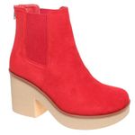 Pierre Dumas Women's Platform Chunky Heels Chelsea Ankle Boots, Red, 6.5 UK