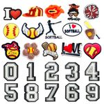 BULKITEM 25PCS Softball Theme Shoe Decoration Charms, Softball Gifts, Sports Softball Shoe Charms Accessories Decorations for Boy Girl Women Men Teens Adults, Polyvinyl Chloride, sports softball