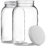 Paksh Novelty Jars with Lids, Mason Jars 1 Gallon, 2 Pack Wide Mouth Glass Jars, Airtight Canning Jars, Overnight Oats Jars, Salad Jars, USDA Approved BPA-Free Dishwasher Safe Round Clear Jar